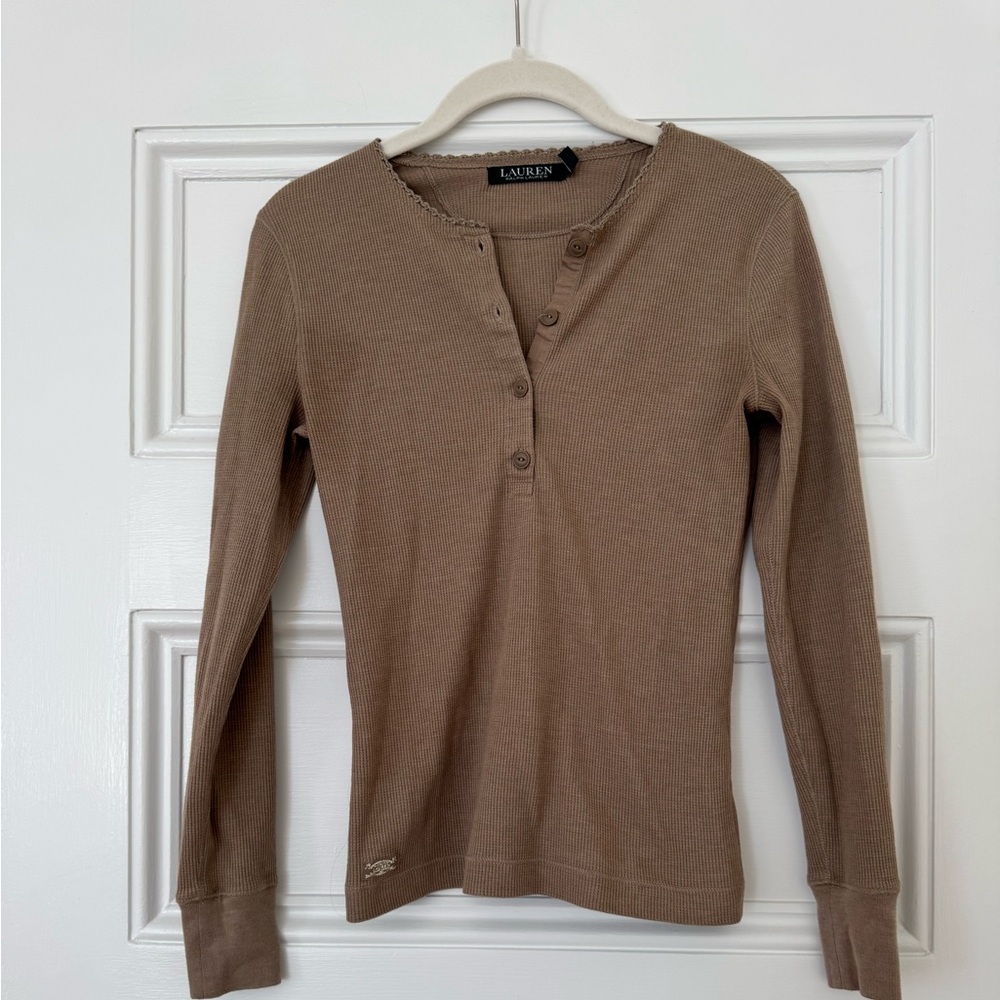 Ralph Lauren Brown Long Sleeve Henley Top